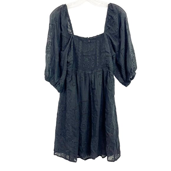 Johnny Was Ella Embroidered Mini Dress Black Square Neck Silk Boho Size Small - Picture 2 of 8